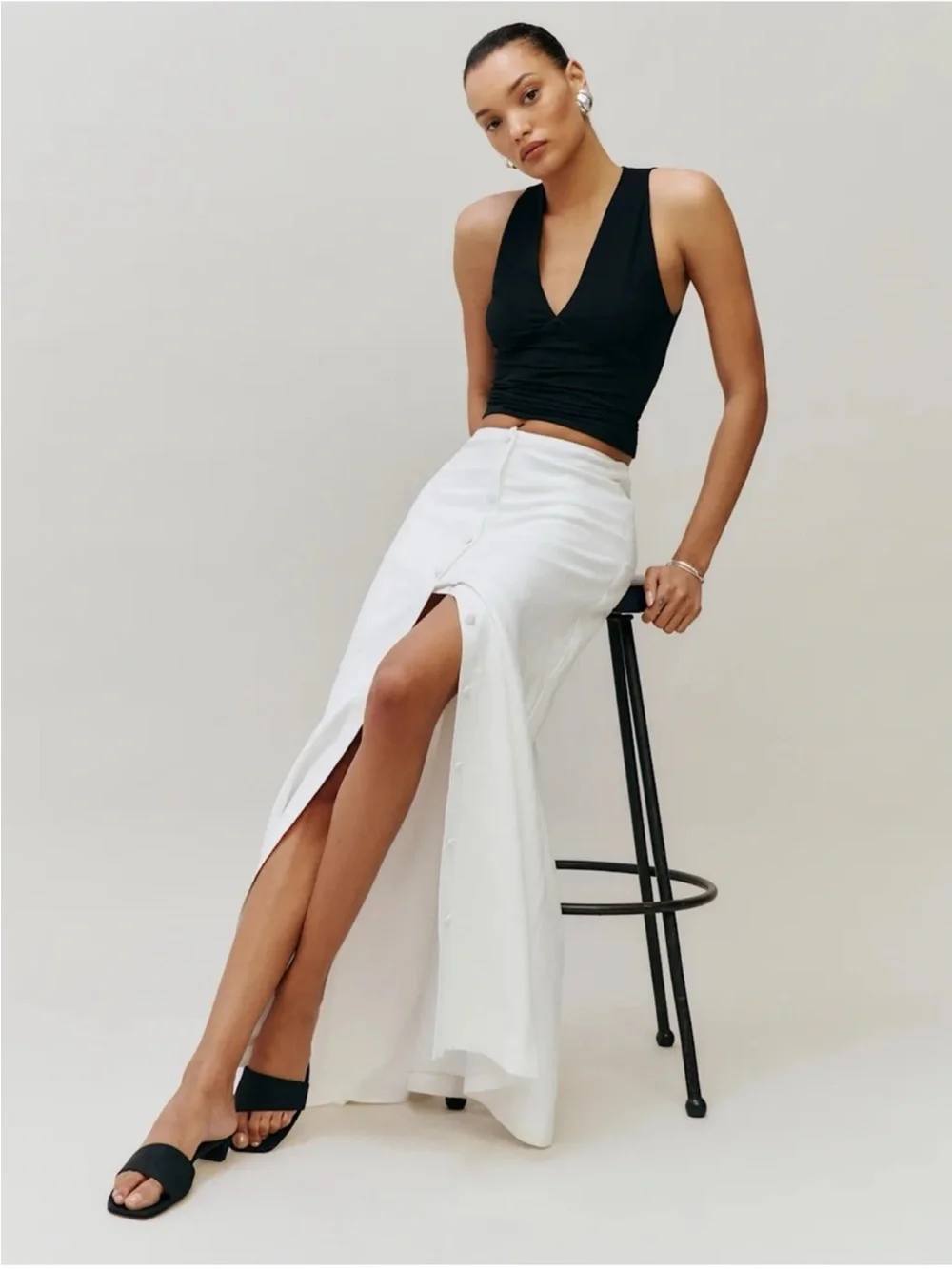 NWT Reformation Andi Linen Maxi Skirt White 2 - Picture 3 of 12